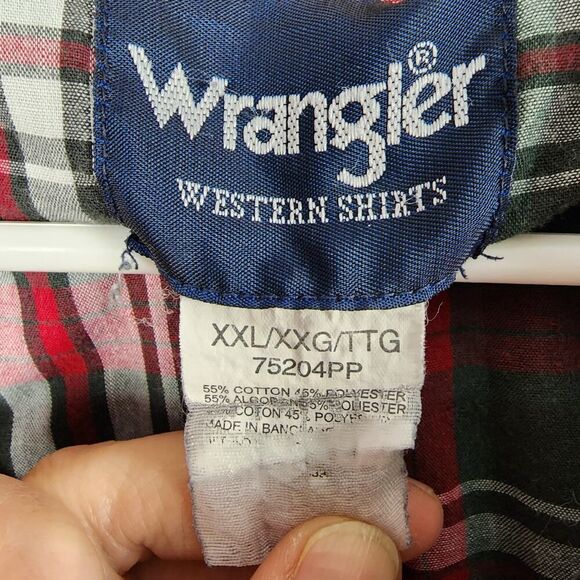 Wrangler Snap Down Long Sleeve Shirt Red Plaid Size XXL - Picture 3 of 9